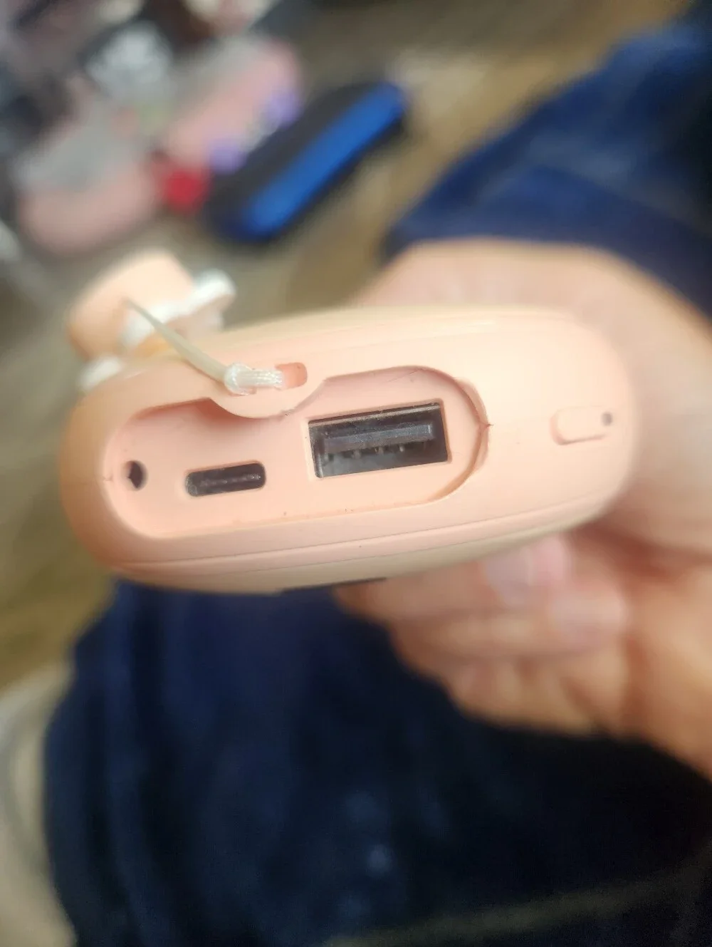 Pink Portable Hand Warmer Power Bank with Daisy Strap